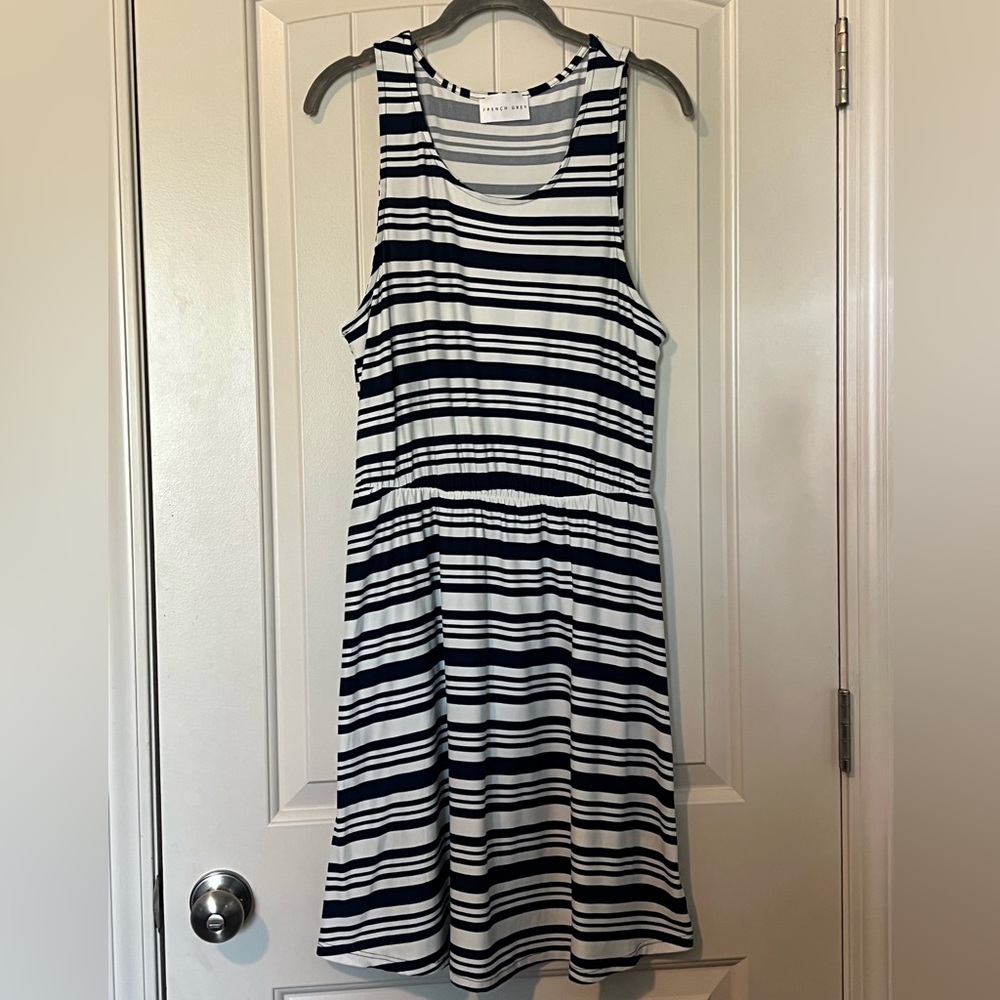 French Grey navy and white stripe dress